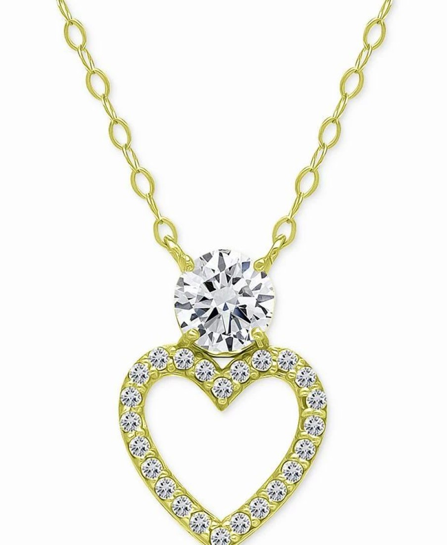 Best * Giani Bernini Cubic Zirconia Heart Pendant Necklace, 16 + 2 Extender, Created For Macy'S