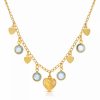 Hot * 2028 Channels With Hearts Drop Necklace Blue