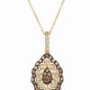 New * Le Vian Creme Brulee Chocolate Diamond (1/4 Ct. T.W.) & Nude Diamond (1/2 Ct. T.W.) 18 Pendant Necklace In 14K Gold Yellow Gold