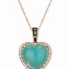 Wholesale * Le Vian Chocolatier Aquaprase & Diamond (1/3 Ct. T.W.) Heart 18 Pendant Necklace In 14K Rose Gold Rose Gold