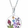 Clearance * Giani Bernini Medium Round Dried Flower Medal Pendant With 18 Chain In Sterling Silver. Available In Multi Or Blue Multi