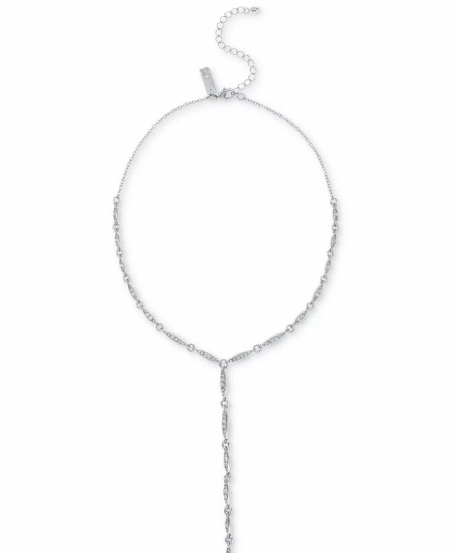 Clearance * Inc International Concepts Silver-Tone Pave Marquise Bead Lariat Necklace, 16 + 3 Extender, Created For Macy'S Silver