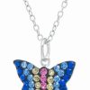 Best * Giani Bernini Multicolor Pave Crystal Butterfly Pendant With 18 Chain Set In Sterling Silver Multi