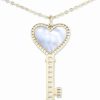 Hot * Italian Gold Mother-Of-Pearl Heart Key 18 Pendant Necklace In 10K Gold Yellow Gold