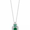 Best * Effy Collection Emerald (1-5/8 Ct. T.W.) & Diamond (3/4 Ct. T.W.) Halo 18 Pendant Necklace In 14K White Gold Emerald