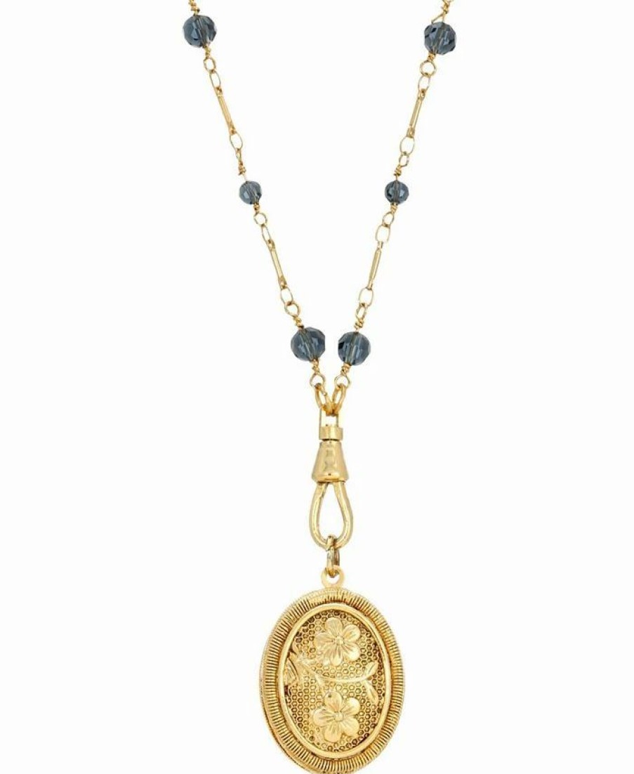 Wholesale * 2028 Montana Oval Double Side Locket Necklace Blue