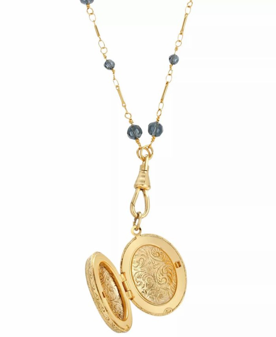 Wholesale * 2028 Montana Oval Double Side Locket Necklace Blue