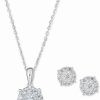 Hot * Macy'S 2-Pc. Diamond (1 Ct. T.W.) Halo 18 Pendant Necklace & Matching Stud Earring Set In 14K White Or Yellow Gold