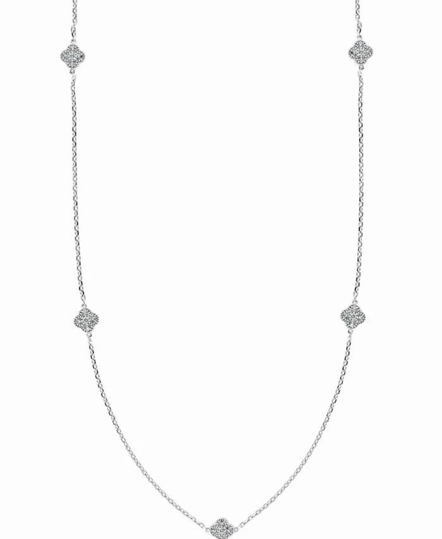 New * Effy Collection Diamond Clover 18 Statement Necklace (1/4 Ct. T.W.) In Sterling Silver Sterling Silver