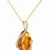 New * Effy Collection Sunset By Effy Citrine And Diamond (1/8 Ct. T.W.) Marquise Wrap Pendant In 14K Gold (Also In Green Amethyst, Pink Amethyst, London Blue Topaz)