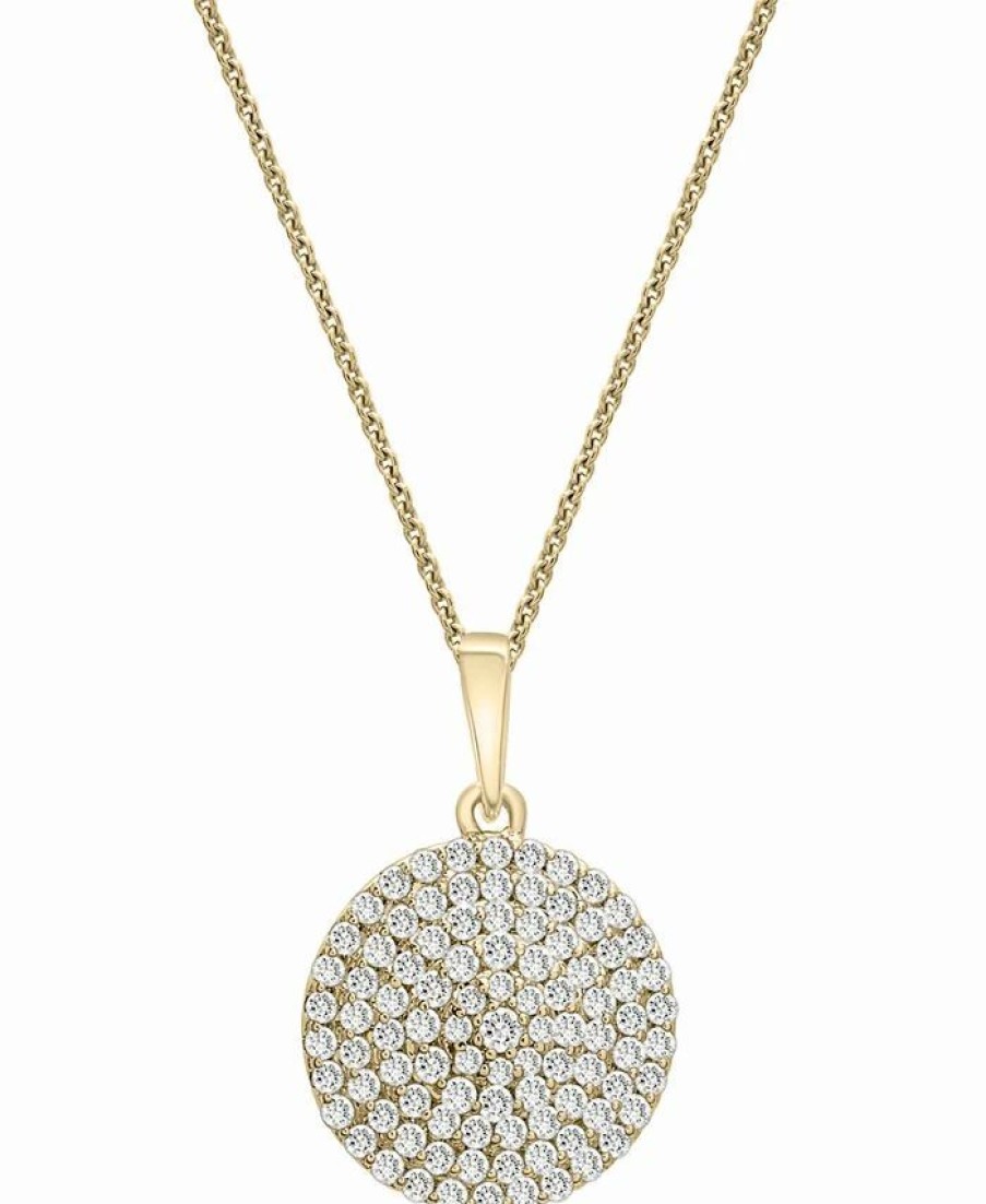 Hot * Wrapped In Love Diamond Circle Pendant Necklace (1/2 Ct. T.W.) In 14K Gold, 16 + 4 Extender, Created For Macy'S Yellow Gold