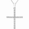 Clearance * Macy'S Diamond Cross 18 Pendant Necklace (1/2 Ct. T.W.) In 14K White, Yellow Or Rose Gold