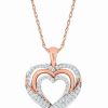 Hot * Macy'S Diamond Wrapped Heart Pendant Necklace (1/2 Ct. T.W.) In 14K Rose Gold-Plate Sterling Silver Rose Gold/Sterling Silver