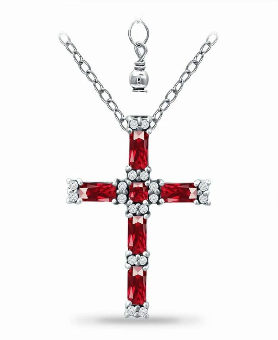 Best * Giani Bernini Created Ruby And Cubic Zirconia Cross Pendant Sterling Silver, Bright Red