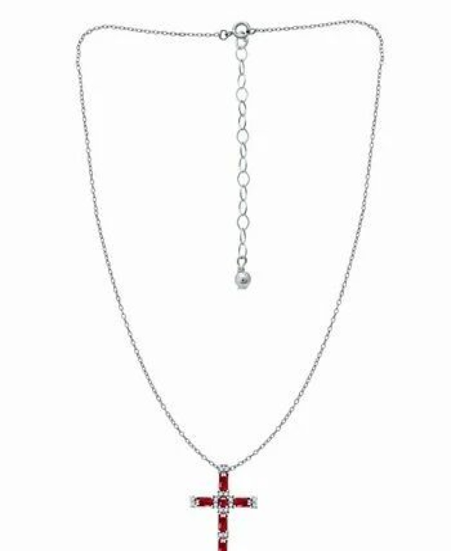 Best * Giani Bernini Created Ruby And Cubic Zirconia Cross Pendant Sterling Silver, Bright Red