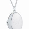 Online * Giani Bernini Engraved Initial Script Oval Locket Pendant Necklace In Sterling Silver, 16 + 2 Extender, Created For Macy'S