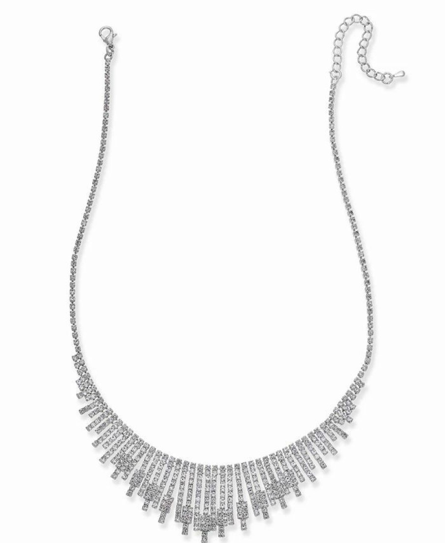 Clearance * Inc International Concepts Silver-Tone Pave Statement Necklace, Created For Macy'S Silver