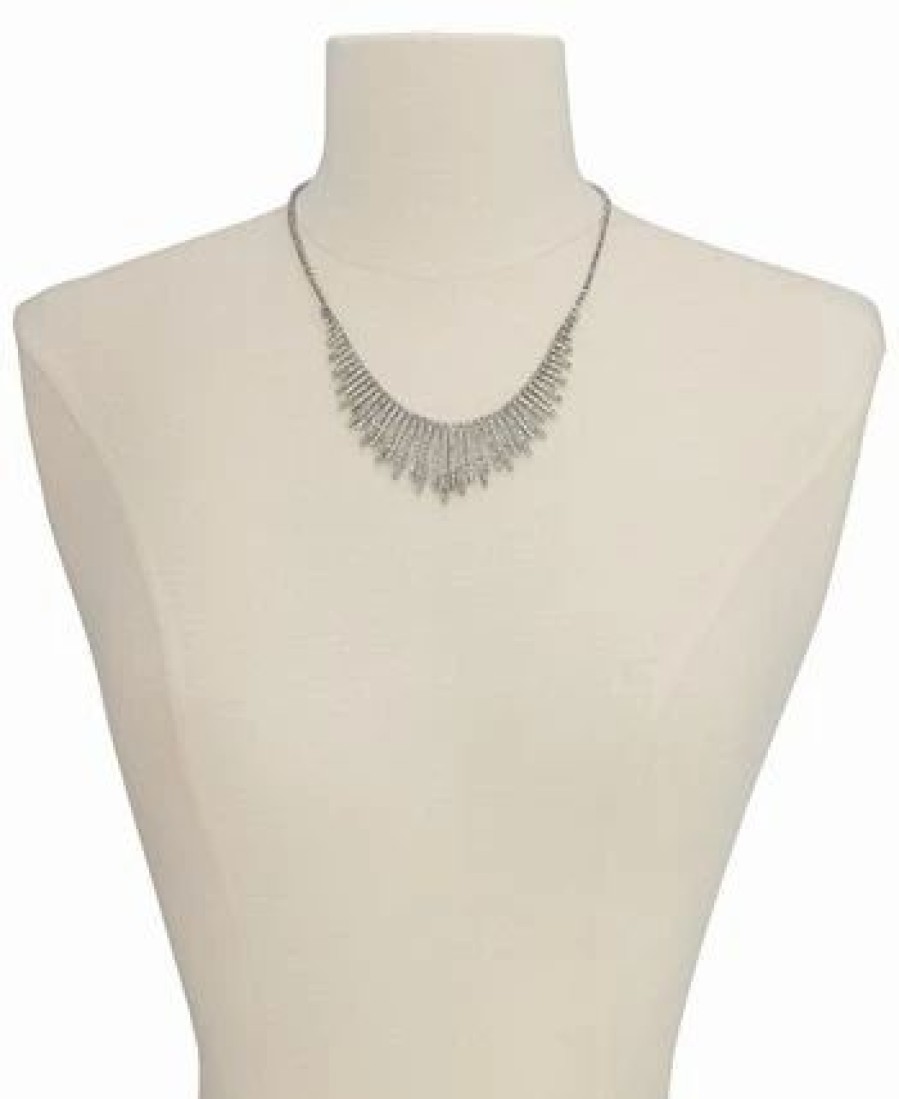 Clearance * Inc International Concepts Silver-Tone Pave Statement Necklace, Created For Macy'S Silver