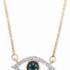 New * Wrapped Diamond Evil-Eye Pendant Necklace (1/6 Ct. T.W.) In 10K Yellow Or White Gold., Created For Macy'S