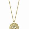 New * Effy Collection Diamond Evil Eye Disc 18 Pendant Necklace (1/10 Ct. T.W.) In 14K Gold Yellow Gold