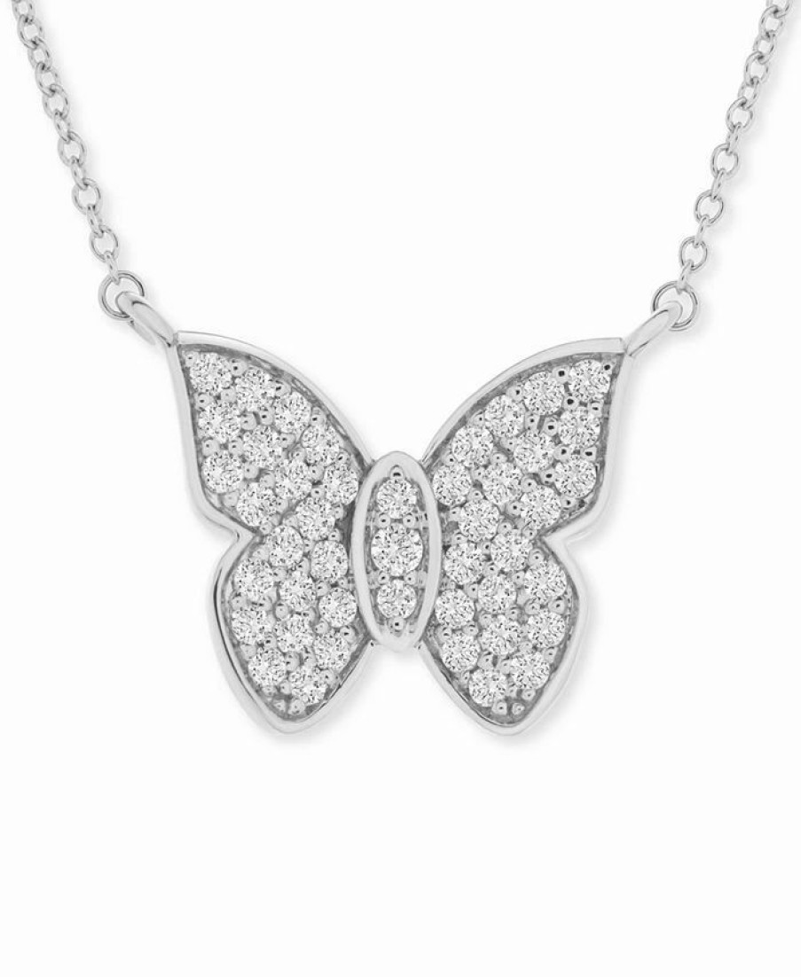 Wholesale * Wrapped In Love Diamond Butterfly 20 Pendant Necklace (1/2 Ct. T.W.) In 14K White Gold, Created For Macy'S White Gold