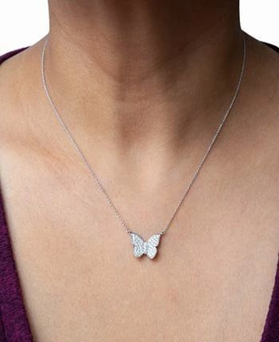 Wholesale * Wrapped In Love Diamond Butterfly 20 Pendant Necklace (1/2 Ct. T.W.) In 14K White Gold, Created For Macy'S White Gold