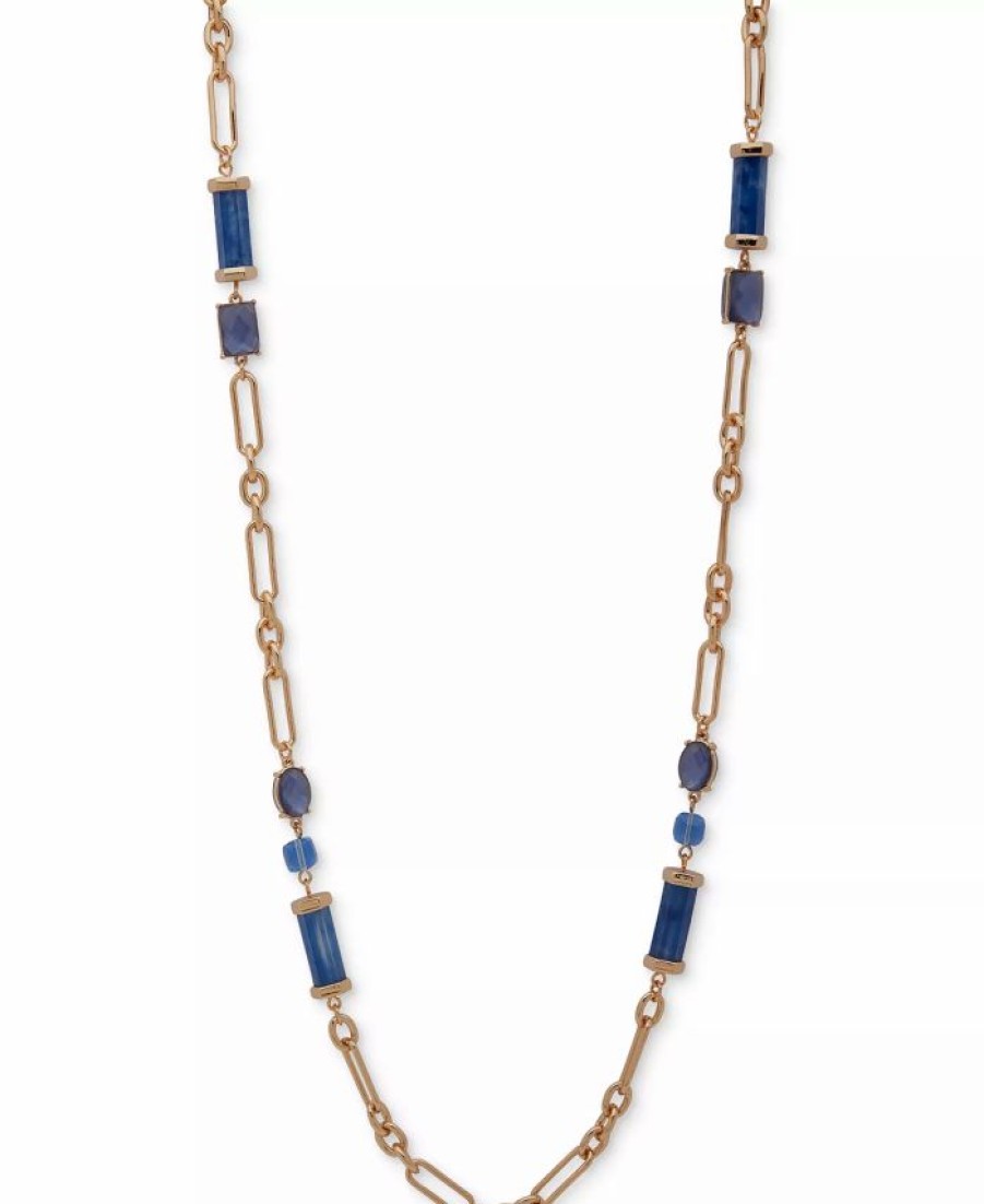 Wholesale * Anne Klein Gold-Tone Link & Blue Stone 42 Strand Necklace Multi