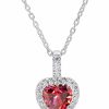 Hot * Arabella Cubic Zirconia Heart Halo 18 Pendant Necklace In Sterling Silver Silver