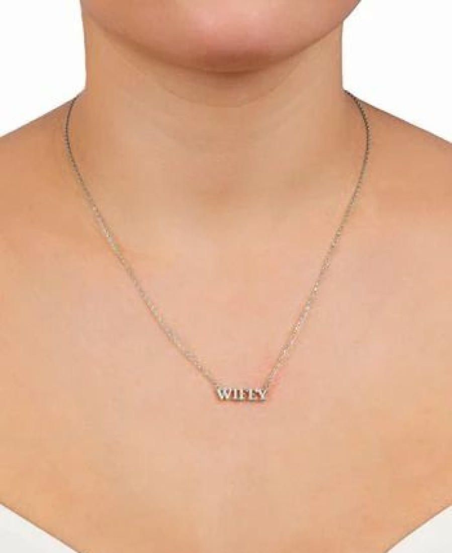 Best * Giani Bernini Cubic Zirconia Wifey Pendant Necklace In Sterling Silver, 16 + 2 Extender, Created For Macy'S Sterling Silver