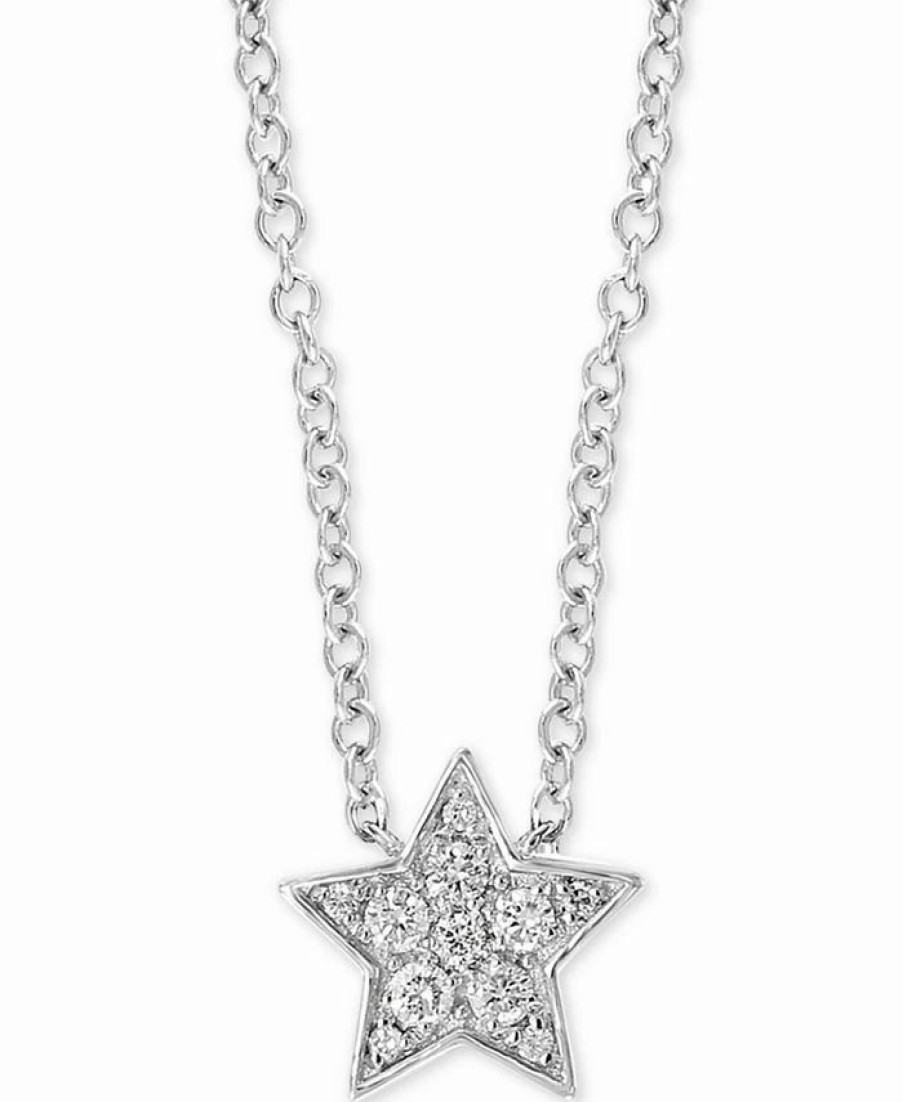 Best * Effy Collection Diamond Pave Star 18 Pendant Necklace (1/4 Ct. T.W.) In Sterling Silver Sterling Silver