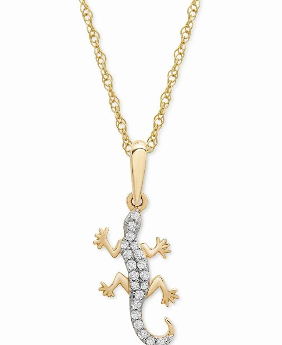 Wholesale * Wrapped Diamond Lizard 18 Pendant Necklace (1/10 Ct. T.W.) In 10K Gold,Created For Macy'S Yellow Gold