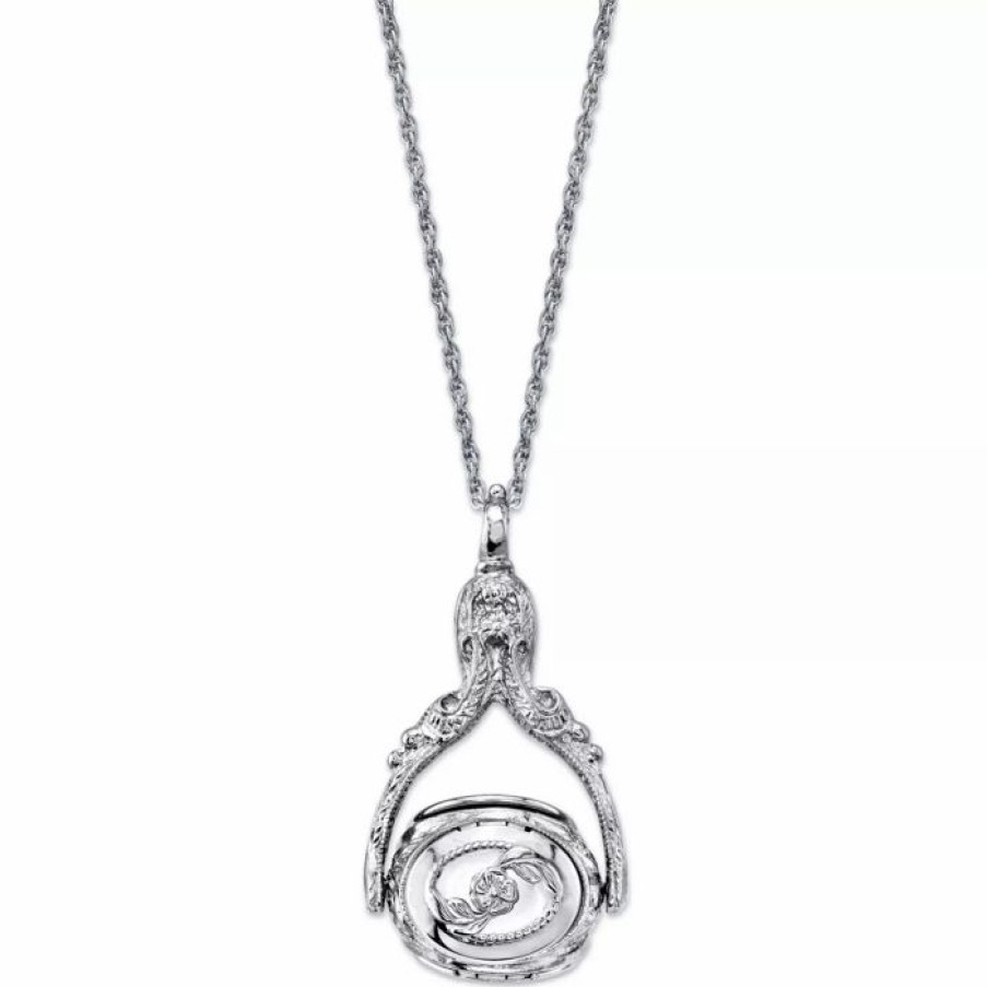 Wholesale * 2028 Silver-Tone 3-Sided Spinner Locket Necklace 30 Silver