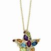 Best * Effy Collection Multi-Gemstone (3-7/8 Ct. T.W.) & Diamond (1/5 Ct. T.W.) Starfish 16 Pendant Necklace In 14K Gold Multi Stone