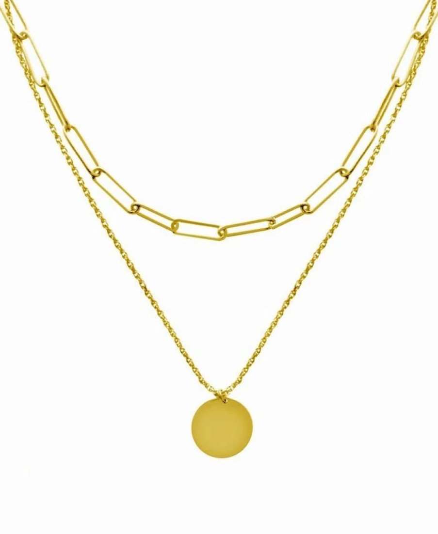 Wholesale * And Now This 16 And 17.5 + 2 Extender Gold Plated Layered Chain Disc Necklace Gold Plated