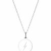 Clearance * Auburn Jewelry Mini Lightning Pendant Necklace In Sterling Silver And Enamel, 16 + 2 Extender White