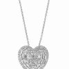 New * Effy Collection Diamond Baguette Cluster Heart 18 Pendant Necklace (1 Ct. T.W.) In 14K White Gold White Gold