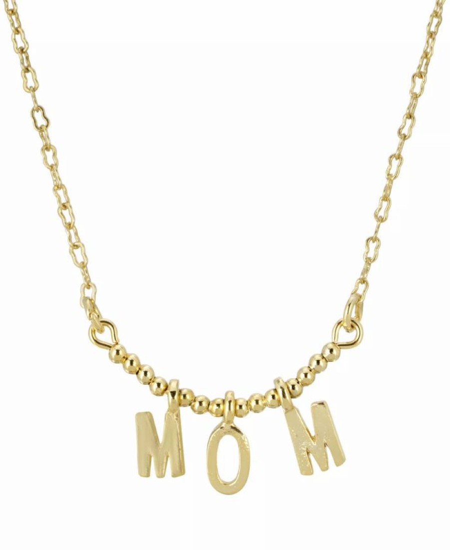 Best * 2028 Gold-Tone Initial Mom 16 Adjustable Necklace Yellow