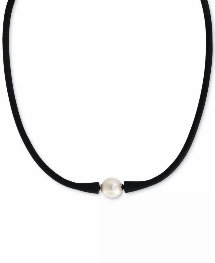 Best * Effy Collection Cultured Freshwater Pearl (11Mm) Black Silicone 14 Choker Necklace (Also Available In Light Blue, Turquoise Or Pink)