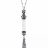 Hot * 2028 Antiqued Pewter Blue Crystal Cat Vial Tassle Necklace 30 Blue