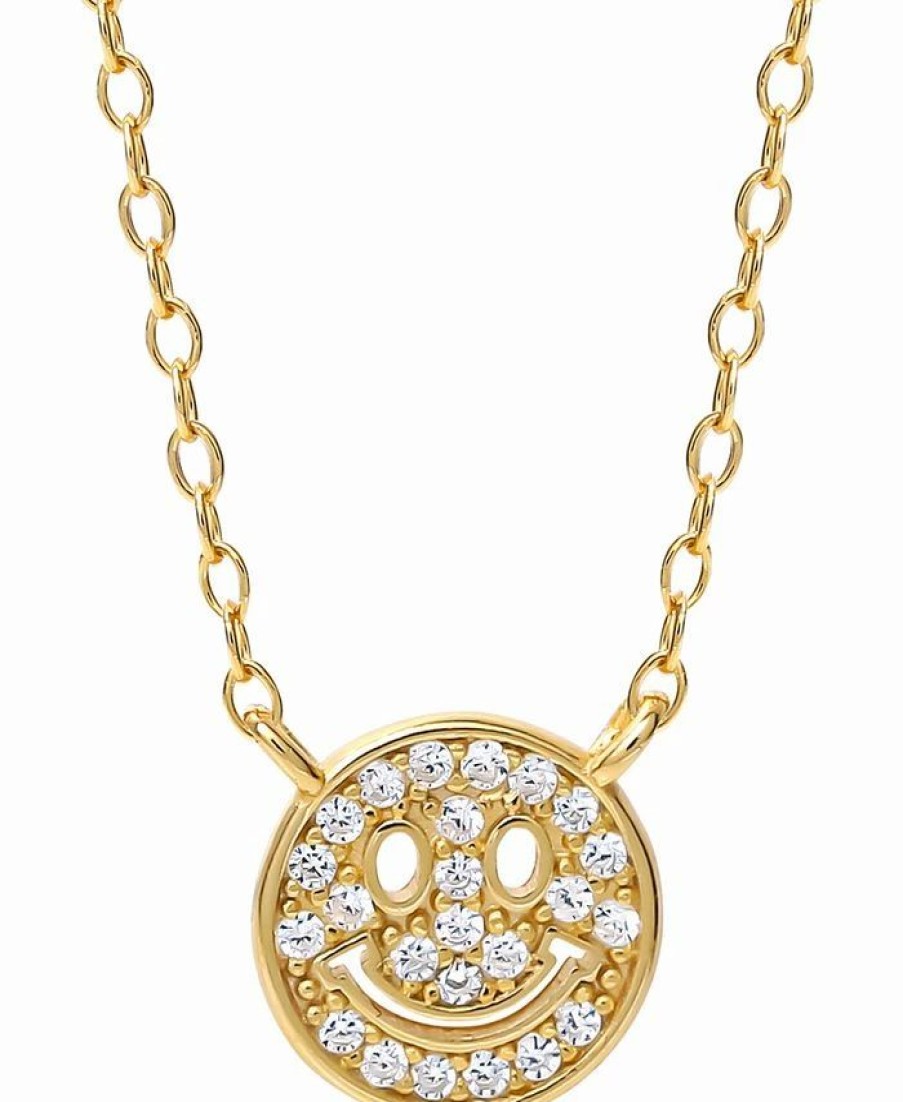 Online * Giani Bernini Cubic Zirconia Smiley 18 Pendant Necklace In 18K Gold-Plated Sterling Silver, Created For Macy'S Gold Over Sterling Silver