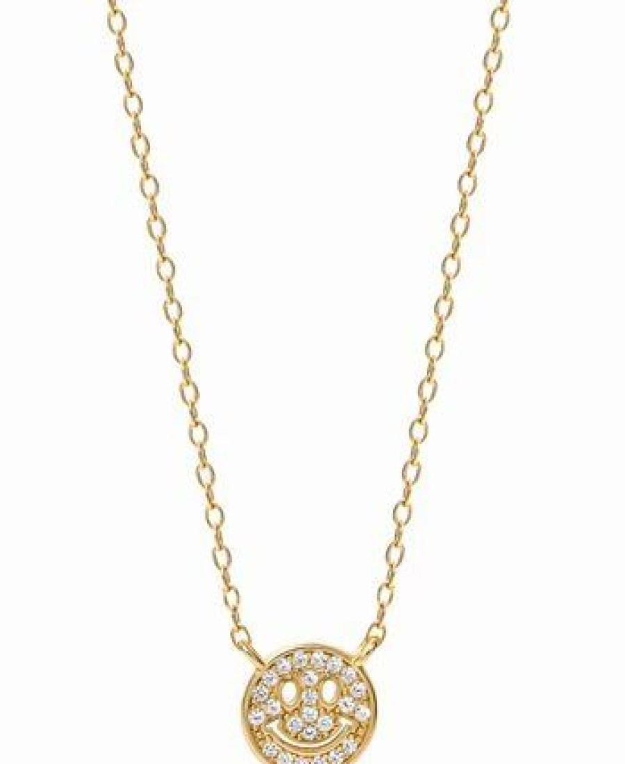 Online * Giani Bernini Cubic Zirconia Smiley 18 Pendant Necklace In 18K Gold-Plated Sterling Silver, Created For Macy'S Gold Over Sterling Silver