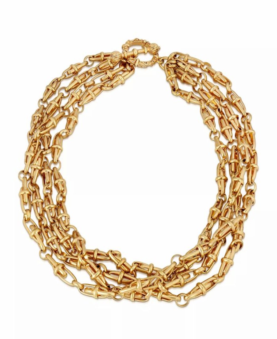 Wholesale * 2028 Four Tie Twisted Necklace Gold-Tone