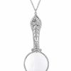 Best * 2028 Gold Tone Round Ornate Crystal Magnifying Glass 30 Necklace Silver