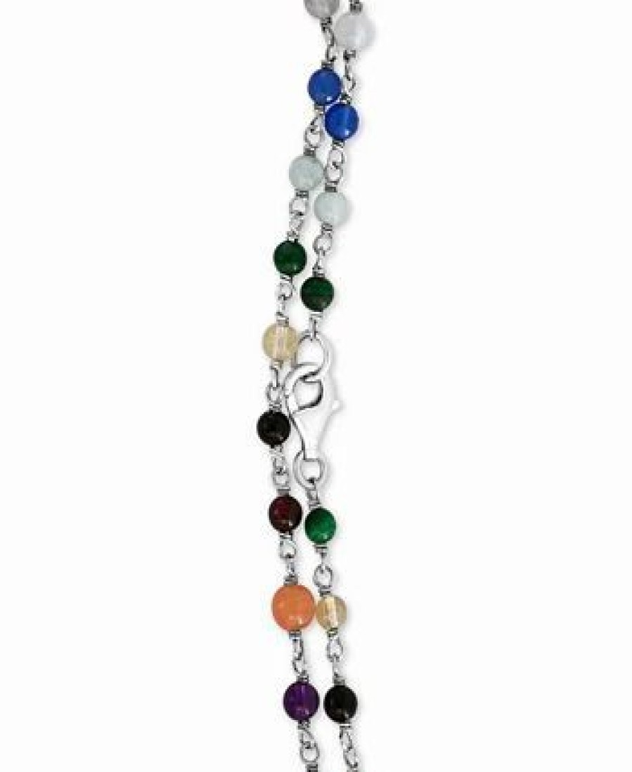 New * Effy Collection Multi-Gemstone 35 Statement Necklace In Sterling Silver Silver