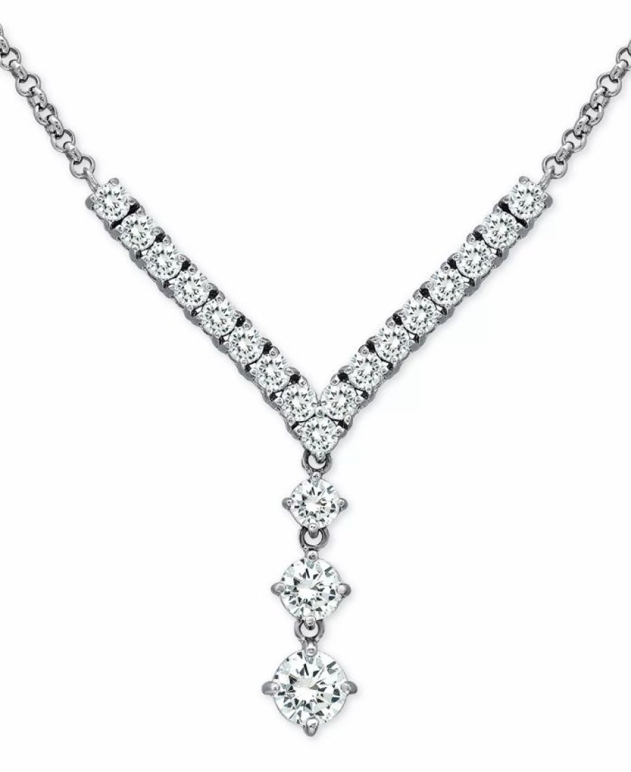 Clearance * Macy'S Cubic Zirconia 18 Y-Necklace In Sterling Silver Sterling Silver