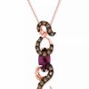 New * Le Vian Raspberry Rhodolite (1-1/2 Ct. T.W.) & Chocolate Diamond (3/4 Ct. T.W.) Curvy 18 Pendant Necklace In 14K Rose Gold Rhodolite