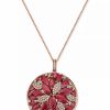 Best * Effy Collection Ruby (5-5/8 Ct. T.W.) & Diamond (1/2 Ct. T.W.) Flower Cluster 16 Pendant Necklace In 14K Rose Gold Ruby