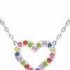 Online * Giani Bernini Lab-Created Pink Sapphire (1/3 Ct. T.W.) & Multicolor Cubic Zirconia Heart Pendant Necklace In Sterling Silver, 16 + 2 Extender, Created For Macy'S Multi